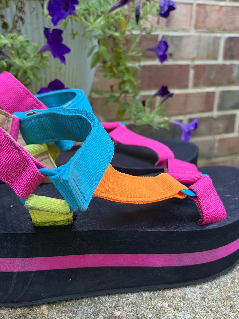 wild fable Multicolor Strap Sandals in Pink, Orange & Blue